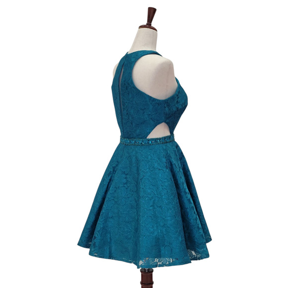 NWT Women's Fun Cutout Short Cocktail Dress in Teal - Picture 11 of 11